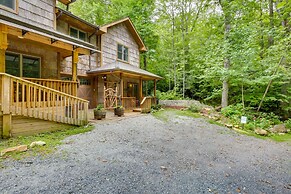 Patio & Fireplace: Tranquil Grandfather Mtn Cabin