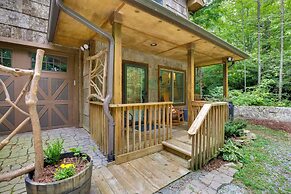Patio & Fireplace: Tranquil Grandfather Mtn Cabin