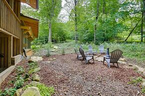 Patio & Fireplace: Tranquil Grandfather Mtn Cabin