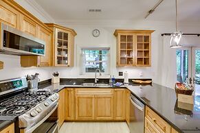 Patio & Fireplace: Tranquil Grandfather Mtn Cabin