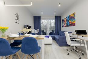 Dark Blue and Grey Apartment by Renters