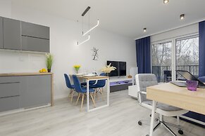 Dark Blue and Grey Apartment by Renters