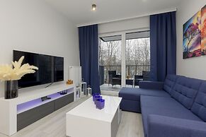Dark Blue and Grey Apartment by Renters