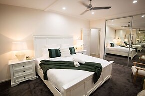 Rosewood Rustic Refuge Pool Outdoor Dining Backyard