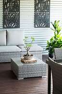 Rosewood Rustic Refuge Pool Outdoor Dining Backyard