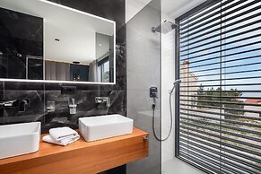 white residence with pool room