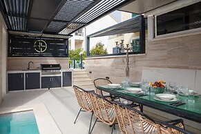 white residence with pool room