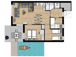 Restyled, Waterfront Bungalow With Rowing Boat, in a Holiday Park