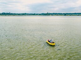 Chalet With Decorative Fireplace Near a Beach