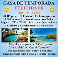 Casa de Temporada Felicidade, 38 Hóspedes, 2 Piscinas, 9 Suítes e 2 Ch