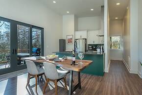 Modern Forest Retreat Sauna Fireplace Views