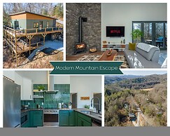 Modern Forest Retreat Sauna Fireplace Views