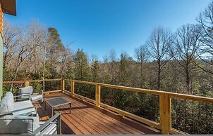 Modern Forest Retreat Sauna Fireplace Views