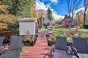 Lakefront A-frame Dock Kayaks Fire Place