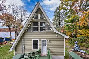 Lakefront A-frame Dock Kayaks Fire Place