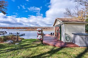 Lakefront A-frame Dock Kayaks Fire Place