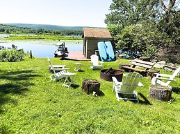 Lakefront A-frame Dock Kayaks Fire Place
