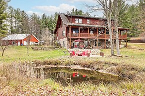 Spacious Log Home w/ 13 Acres, Ponds & Fire Pit!