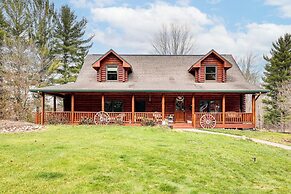 Spacious Log Home w/ 13 Acres, Ponds & Fire Pit!