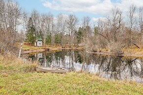 Spacious Log Home w/ 13 Acres, Ponds & Fire Pit!