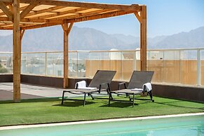 Sunny Rooftop Poolside Panoramic View