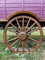 Une roulotte et des chevaux