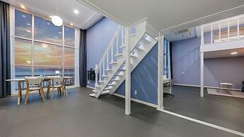 Blue and white pension