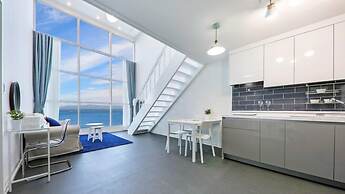 Blue and white pension