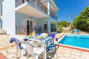 Skala Villa Blue Large Private Pool Walk to Beach Sea Views A C Wifi -
