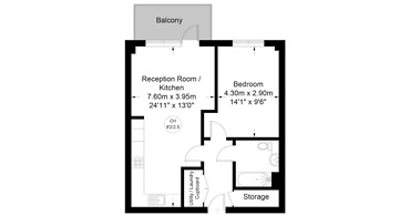 Skyline View 1 Bed Apartment Sleeps 2 - Balcony