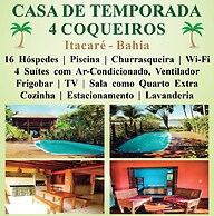 Casa de Temporada 4 Coqueiros, 16 Hóspedes, Piscina, 4 Suítes e Churra