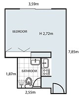 Studio Apartment With no Balcony for 2 People