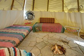 Colorful Cabin w/ Teepee, Fire Pits & Mtn Views!