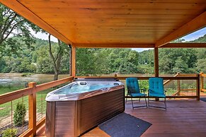 Deck & Hot Tub: Bryson City Riverfront Cabin!