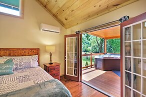 Deck & Hot Tub: Bryson City Riverfront Cabin!