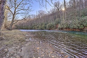 Deck + 2 Fire Pits: Riverfront Spruce Pine Rental!