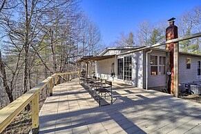 Deck + 2 Fire Pits: Riverfront Spruce Pine Rental!