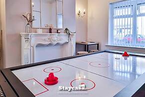 White Cozy House With Pool Table Game Room