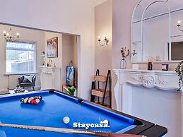 White Cozy House With Pool Table Game Room