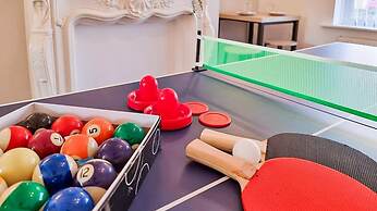 White Cozy House With Pool Table Game Room