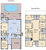 Private Theater Game Loft 10br Villa Pool Spa